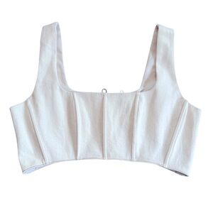7 For All Mankind Cream Denim Corset Crop Top Size M 
New with tags